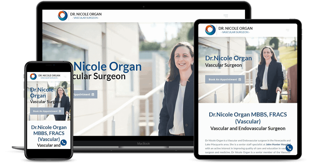 Dr Nicole Organ website mockup on multi-devices