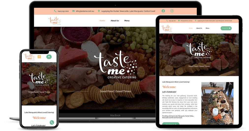 Taste Me website mockup on multi-devices